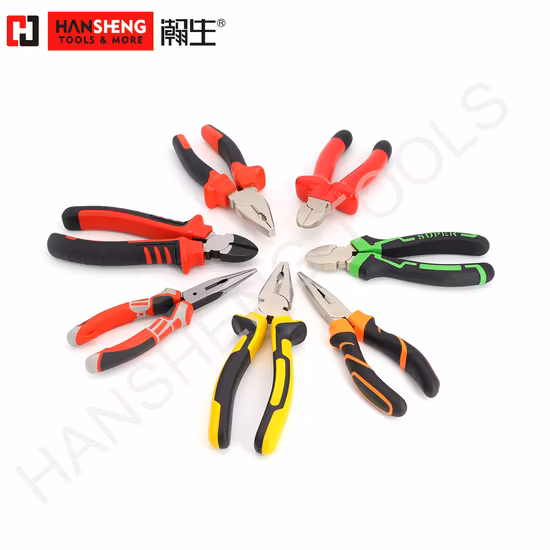 Professional Combination Pliers, Hand Tools, Hardware Tool, Made of Carbon Steel, CRV, PVC Handles, German Type, Cr