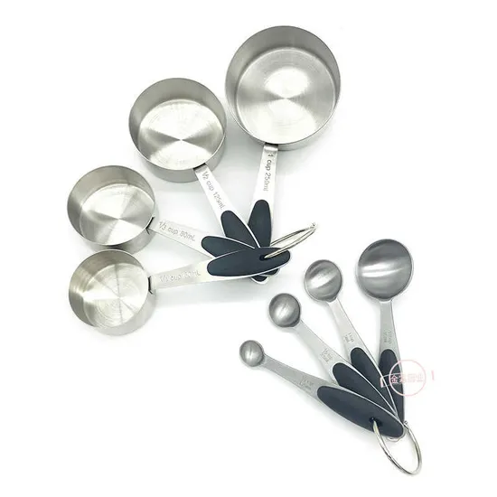 Stainless Steelmeasuring Spoon, Measuring Cup, Measuring Spoonsuitsilicone Handlewith Scalebaking Tools 