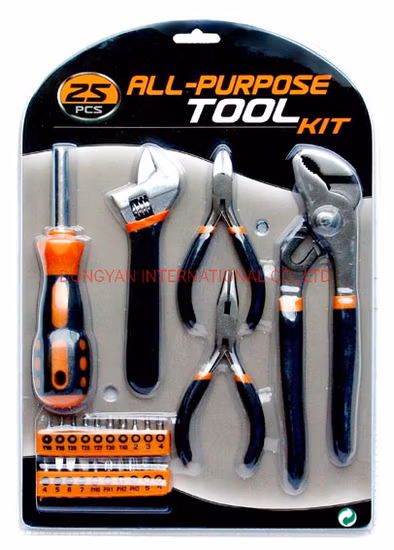 25PCS Household Hand Tool Kit (Screwdrivers, Pliers)